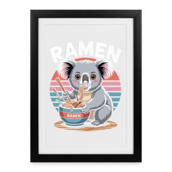 Ramen Koala at Retro Sunset - Framed poster (27 × 37 cm) - black - Front