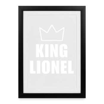 Lionel Nom avec Lettre L - Chemise Couronne Roi - Affiche encadrée (27 × 37 cm) - noir - Devant