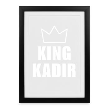 Nom Kadir avec la lettre K - Chemise King Crown - Affiche encadrée (27 × 37 cm) - noir - Devant