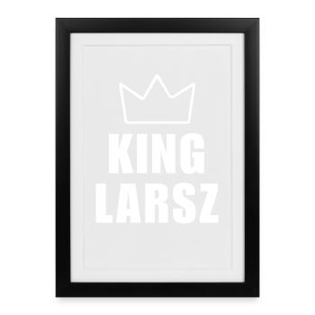Nom Larsz avec lettre L - Chemise King Crown - Affiche encadrée (27 × 37 cm) - noir - Devant