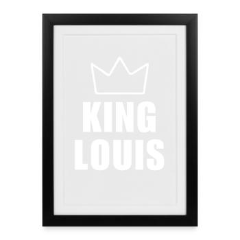 Nom Louis avec lettre L - Chemise King Crown - Affiche encadrée (27 × 37 cm) - noir - Devant