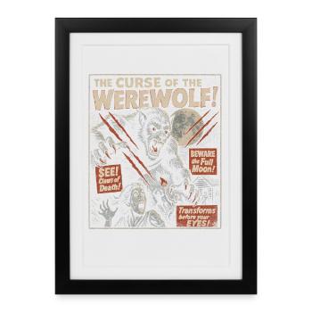 La malédiction du loup-garou Affiche de film Halloween - Affiche encadrée (27 × 37 cm) - noir - Devant
