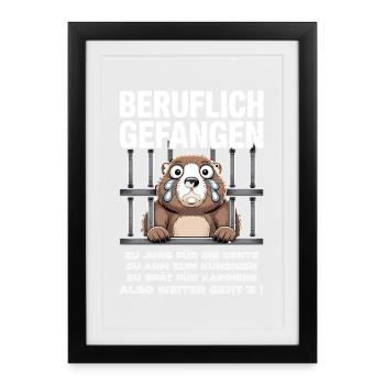 Bureau et collègues de travail Travailleurs Travail amusant - Affiche encadrée (27 × 37 cm) - noir - Devant