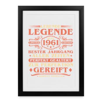 1961 Vintage Born Vintage 65th Birthday - Framed poster (27 × 37 cm) - black - Front