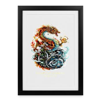 Elemental Chimera | Fire & Water Dragon - Framed poster (27 × 37 cm) - black - Front