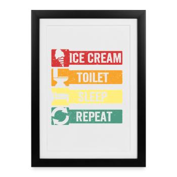 Intolérance au lactose Sommeil aux toilettes - Affiche encadrée (27 × 37 cm) - noir - Devant