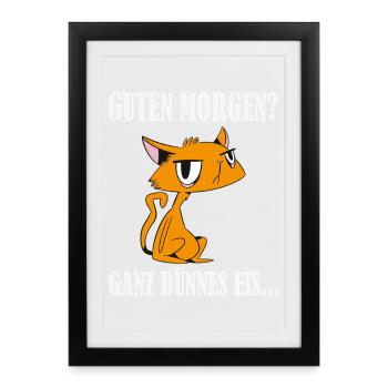 Bonjour très mince glace dessin animé - Affiche encadrée (27 × 37 cm) - noir - Devant