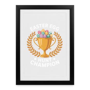 Chasse aux oeufs de Pâques Champion Vainqueur de la Décoration - Affiche encadrée (27 × 37 cm) - noir - Devant