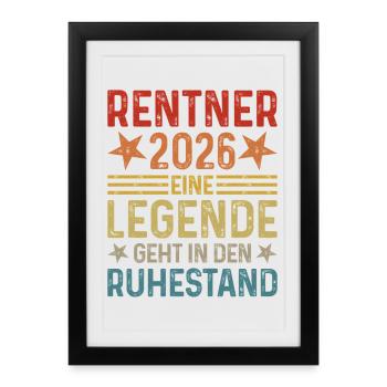 Retraités 2026 Une légende prend sa retraite - Affiche encadrée (27 × 37 cm) - noir - Devant