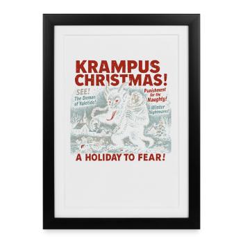 Krampus Noël film affiche Vintage Halloween - Affiche encadrée (27 × 37 cm) - noir - Devant