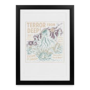 Terror From The Deep Kraken Movie Poster Halloween - Framed poster (27 × 37 cm) - black - Front