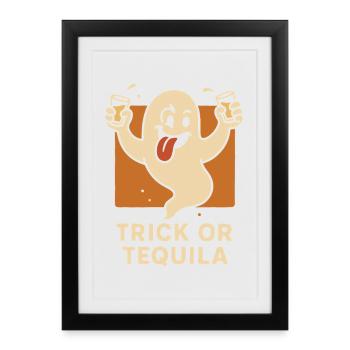 Trick Or Tequila Drôle Costume De Fête D’Halloween - Affiche encadrée (27 × 37 cm) - noir - Devant