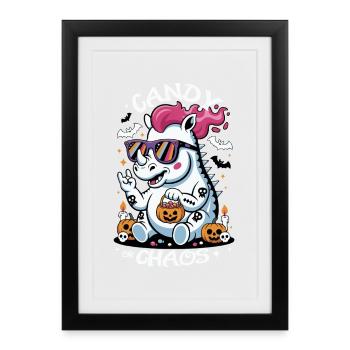 Rhinocéros Halloween Chaos - Affiche encadrée (27 × 37 cm) - noir - Devant