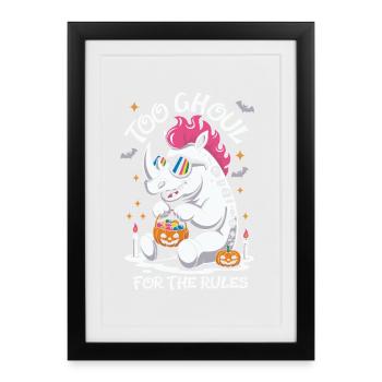 Goule Rhino Halloween Graphique - Affiche encadrée (27 × 37 cm) - noir - Devant