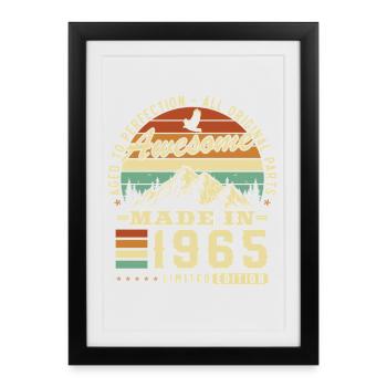1965 Vintage Rétro Cadeau D'anniversaire - Affiche encadrée (27 × 37 cm) - noir - Devant