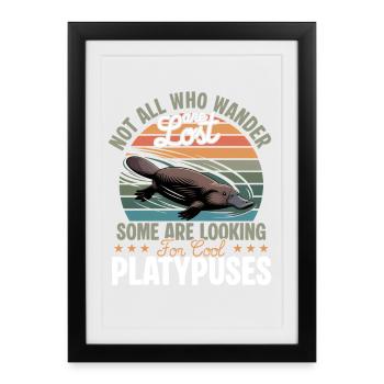Esthétique amusante Kawaii Platypus - Affiche encadrée (27 × 37 cm) - noir - Devant