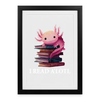 Axolotl Livre drôle Livres de lecture - Affiche encadrée (27 × 37 cm) - noir - Devant