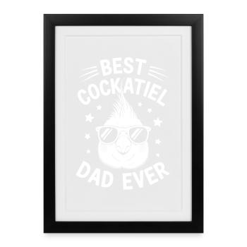 calopsitte disant papa cockatiel cadeau - Affiche encadrée (27 × 37 cm) - noir - Devant