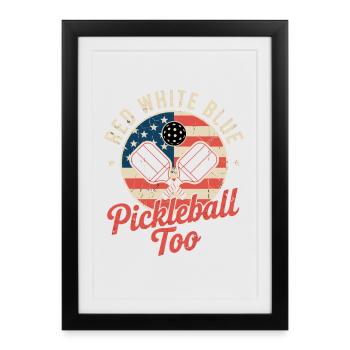 Rouge Blanc Bleu Pickleball Trop Vintage Style USA - Affiche encadrée (27 × 37 cm) - noir - Devant