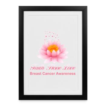 T-shirt de sensibilisation Cancer Faith Hope Love - Affiche encadrée (27 × 37 cm) - noir - Devant