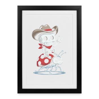 Skeleton cowboy on ladybug - Framed poster (27 × 37 cm) - black - Front