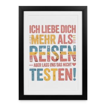 I love you more than traveling but - Framed poster (27 × 37 cm) - black - Front