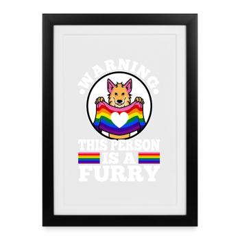 Warning This Person Is A Furry - Framed poster (27 × 37 cm) - black - Front