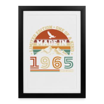 1965 Vintage Rétro Cadeau D'anniversaire - Affiche encadrée (27 × 37 cm) - noir - Devant