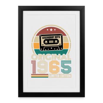 1965 Vintage Rétro Cadeau D'anniversaire - Affiche encadrée (27 × 37 cm) - noir - Devant