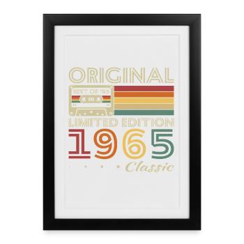 1965 Vintage Rétro Cadeau D'anniversaire - Affiche encadrée (27 × 37 cm) - noir - Devant
