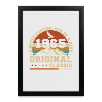 1965 Vintage Rétro Cadeau D'anniversaire - Affiche encadrée (27 × 37 cm) - noir - Devant