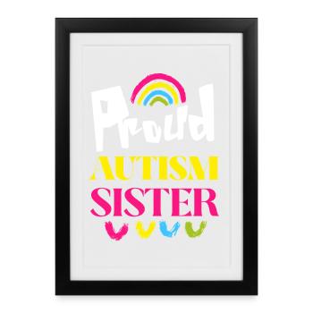 Fière sœur de l’autisme Soutenez la sensibilisation à l’autisme - Affiche encadrée (27 × 37 cm) - noir - Devant