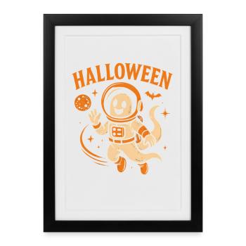 Halloween Spaceman Ghost - Framed poster (27 × 37 cm) - black - Front