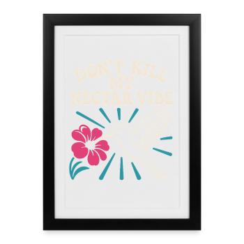 Drôle Colibri Mem Petit Oiseau Grande Énergie - Affiche encadrée (27 × 37 cm) - noir - Devant