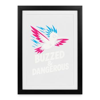 Drôle Colibri Mem Petit Oiseau Grande Énergie - Affiche encadrée (27 × 37 cm) - noir - Devant