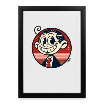 Funny little retro comic man - Framed poster (27 × 37 cm) - black - Front