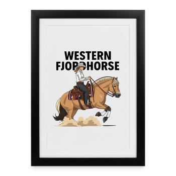 Western Fjord Horse Rider Motif - Framed poster (27 × 37 cm) - black - Front