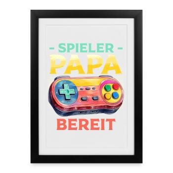 Dad-to-be PLAYER DAD READY Funny - Framed poster (27 × 37 cm) - black - Front