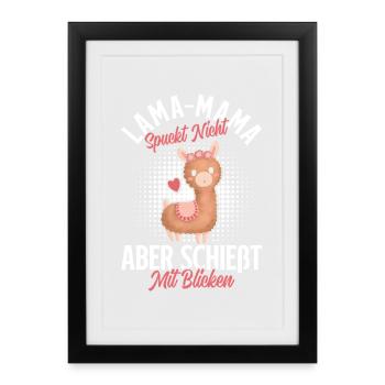 Soon mom LLAMA MOM DOESN'T SPIT LOOKS - Framed poster (27 × 37 cm) - black - Front