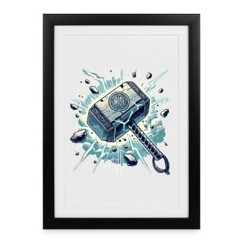 Mjolnir Power Strike Illustration - Framed poster (27 × 37 cm) - black - Front