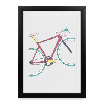 Rétro Vintage Grunge Vélo de route Design moderne - Affiche encadrée (27 × 37 cm) - noir - Devant