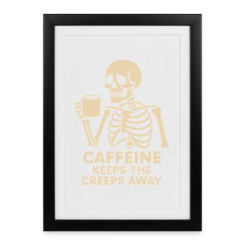 La caféine éloigne les creeps de la fête d’Halloween - Affiche encadrée (27 × 37 cm) - noir - Devant