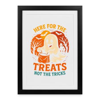 Ici pour les friandises drôle Halloween Dicton - Affiche encadrée (27 × 37 cm) - noir - Devant
