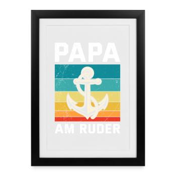 Future Dad DAD AT THE HELM Retro Funny - Framed poster (27 × 37 cm) - black - Front