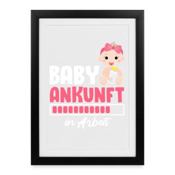 Bientôt Maman ARRIVÉE DE BÉBÉ EN COURS Drôle - Affiche encadrée (27 × 37 cm) - noir - Devant