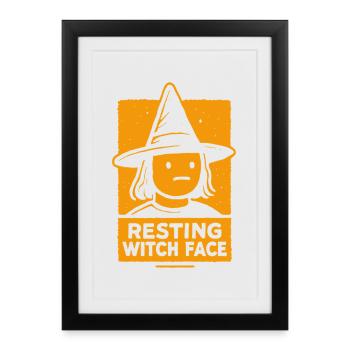 Ruhendes Hexengesicht Lustiges Halloween Spruch Kostüm - Gerahmtes Poster (27 × 37 cm) - Schwarz - Vorne