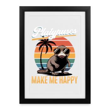 Esthétique amusante Kawaii Platypus - Affiche encadrée (27 × 37 cm) - noir - Devant