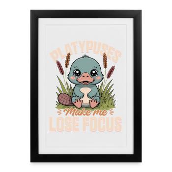 Esthétique amusante Kawaii Platypus - Affiche encadrée (27 × 37 cm) - noir - Devant