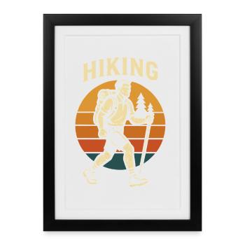 Hiking Retro Sunset - Framed poster (27 × 37 cm) - black - Front