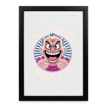 Motif de dessin animé Angry Smile - Affiche encadrée (27 × 37 cm) - noir - Devant